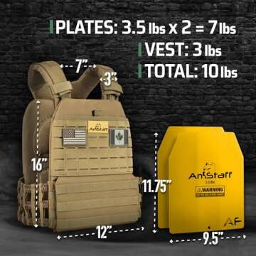 AmStaff Fitness Tactical Weighted Vest - Adjustable Weight Vests for Men & Women - Versatile Wearabl...