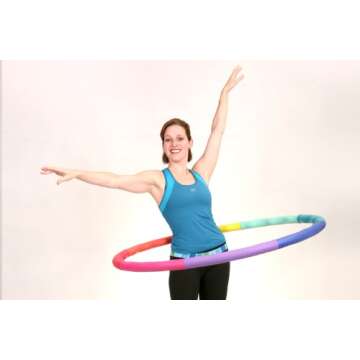 Weighted Hula Hoop, ACU Hoop 4M - 4 lb Medium, Weight Loss Fitness Workout Sports Hoop with ridges. (Rainbow Colors)