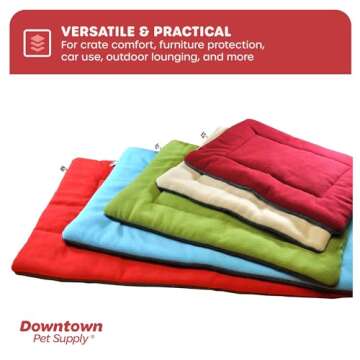 Downtown Pet Supply - Dog Crate Mat - Comfort Dog Bed or Cat Bed - Soft Fleece Nap Mat - Easy Maintenance, Machine Washable Dog Bed - Tan - 42 in x 27 in - Extra Large Dog Bed