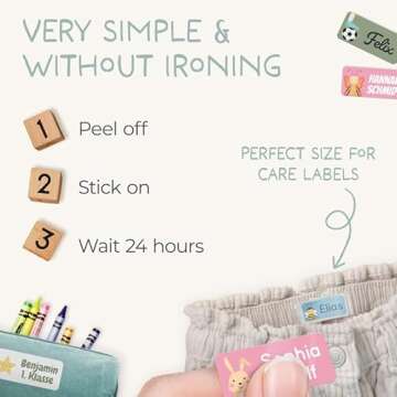 melu kids® Name Labels for Kids, Clothing & Items (60), Custom Daycare Labels and School, Waterproof & Personalized Name Tag Stickers (1.2” x 0.5”) - White