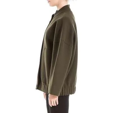 Max Studio Green Brush Knit Bomber Jacket for Women