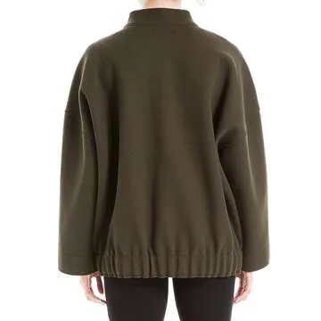 Max Studio Green Brush Knit Bomber Jacket for Women