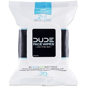 DUDE Wipes Unscented Face Body Wipes Sea Salt Aloe