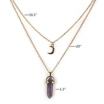 Yunison Healing Crystal Stone Moon Choker Necklace Witch Jewelry for Women