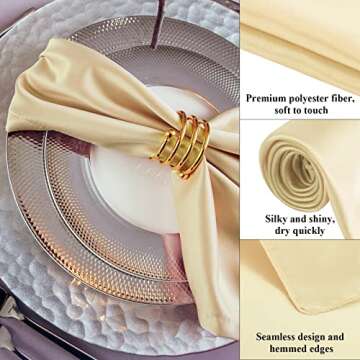 Aneco Satin Napkin Square 20 x 20 Inches Dinner Napkins Weddings Party Napkin Soft Table Napkins for Romantic Weddings Party Dinner Decoration