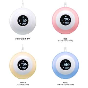LittleHippo Kelvin Color Changing Night Light, Room Thermometer and Hygrometer (Humidity Monitor) fo...
