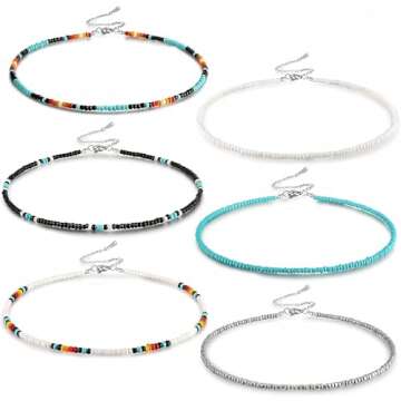 Boho Western Bead Choker Necklace Set for Women