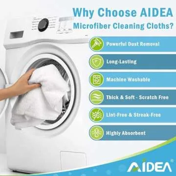 AIDEA White Microfiber Cleaning Cloths 24PK, Absorbent Cleaning Rags for Housekeeping, Lint Free, Scratch Free Wash Cloths, Microfiber Towels, Dish Towels White, Bar Rags, 11.5"x 11.5"