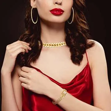 Batiyeer Cuban Link Necklace Bracelet Earrings Set for Women