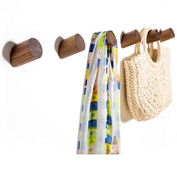 Felidio Wall Hooks - Natural Wood Coat Hooks Wall Mounted for Home Organization