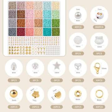 TEXGIZRLY 3mm Glass Seed Beads for Bracelets Making, Friendship Bracelet Making Kit for Girls, 24 Co...