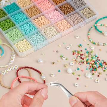 TEXGIZRLY 3mm Glass Seed Beads for Bracelets Making, Friendship Bracelet Making Kit for Girls, 24 Colors Bead Bracelet Kit, Beads for Jewelry Making Kit, DIY, Arts and Crafts Gifts Age 3+