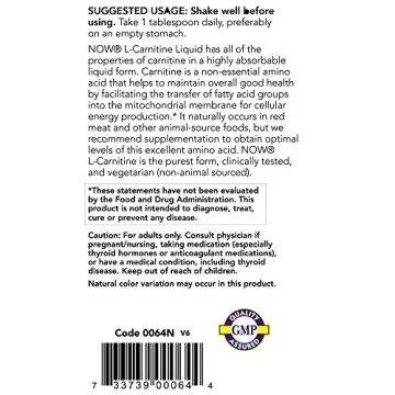 NOW Sports Nutrition L-Carnitine Citrus 3000mg Liquid