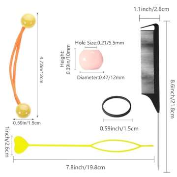 Hair Beads Set for Girls - Includes 200 Hair Beads, Quick Beader, Ponytail Balls, Rubber Bands, and Rat Tail Comb