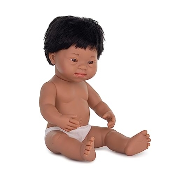 Miniland Baby Doll Hispanic Boy with Down Syndrome - 15'' Anatomical, Inclusive Play