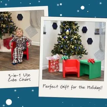 Children's Factory 3-in-1 Cube Chair for Kids, Flexible Seating Classroom Furniture, 1-Pack, Red