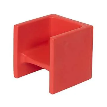 Children's Factory 3-in-1 Cube Chair for Kids, Flexible Seating Classroom Furniture, 1-Pack, Red