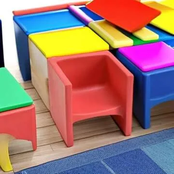 Children's Factory 3-in-1 Cube Chair for Kids, Flexible Seating Classroom Furniture, 1-Pack, Red