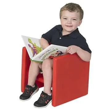 Children's Factory 3-in-1 Cube Chair for Kids, Flexible Seating Classroom Furniture, 1-Pack, Red