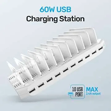 Unitek Multi Charging Station, 10-Port USB Charger for Multiple Device with SmartIC Tech and Adjusta...