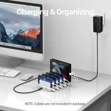 Unitek Multi Charging Station, 10-Port USB Charger for Multiple Device with SmartIC Tech and Adjustable Dividers, Organizer Stand Compatible with iPad, Tablet, Kindle, iPhone