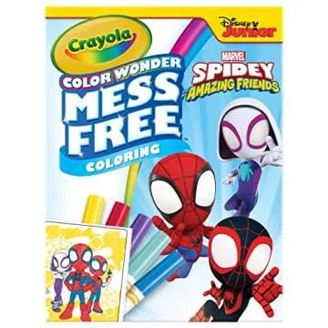 Crayola Spiderman Color Wonder Coloring Set, 18 Spiderman Mess Free Coloring Pages for Toddlers, Spi...