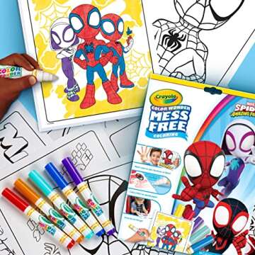 Crayola Spiderman Color Wonder Coloring Set, 18 Spiderman Mess Free Coloring Pages for Toddlers, Spiderman Toys, Gifts for Kids