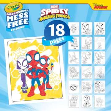 Crayola Spiderman Color Wonder Coloring Set, 18 Spiderman Mess Free Coloring Pages for Toddlers, Spiderman Toys, Gifts for Kids