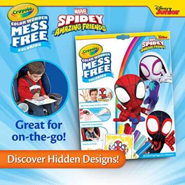Crayola Spiderman Color Wonder Coloring Set, 18 Spiderman Mess Free Coloring Pages for Toddlers, Spiderman Toys, Gifts for Kids