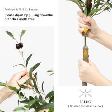 Olive Trees Artificial Indoor 6FT: Fake Tree with Realistic Wood Trunk and Natural Fruits - Faux Olive Tree for Home Office Living Room Garden Floor