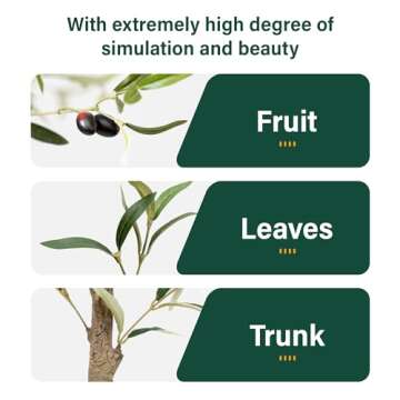 Olive Trees Artificial Indoor 6FT: Fake Tree with Realistic Wood Trunk and Natural Fruits - Faux Olive Tree for Home Office Living Room Garden Floor