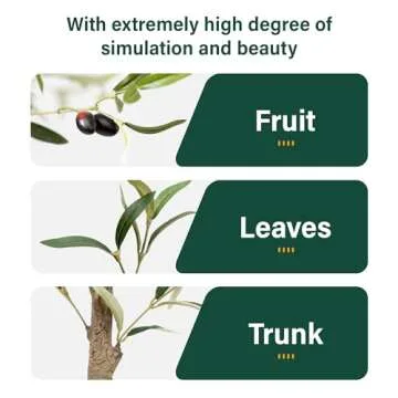 Olive Trees Artificial Indoor 6FT: Fake Tree with Realistic Wood Trunk and Natural Fruits - Faux Olive Tree for Home Office Living Room Garden Floor