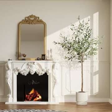 Olive Trees Artificial Indoor 6FT: Fake Tree with Realistic Wood Trunk and Natural Fruits - Faux Olive Tree for Home Office Living Room Garden Floor