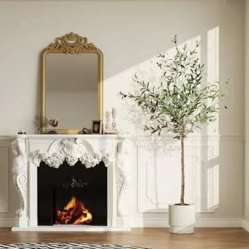 Olive Trees Artificial Indoor 6FT: Fake Tree with Realistic Wood Trunk and Natural Fruits - Faux Olive Tree for Home Office Living Room Garden Floor