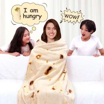 mermaker Burritos Tortilla Throw Blanket 2.0 Double Sided 80 inches for Adult and Kids, Giant Funny ...