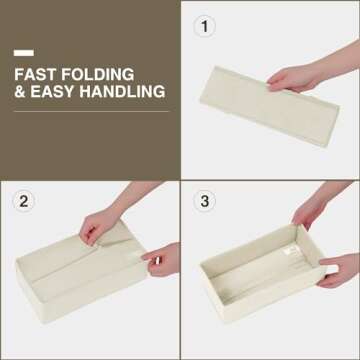 DIMJ Drawer Organizers - Set of 8 Fabric Closet Organizers and Storage, Dresser Drawer Dividers for Baby Clothes, Socks, Belt, Tie (Beige)