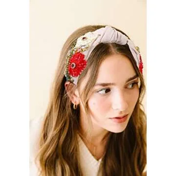 ZITULRY Rhinestone Headband For Women Statement Crystal Knotted Turban Hairband Handmade Beaded Embr...