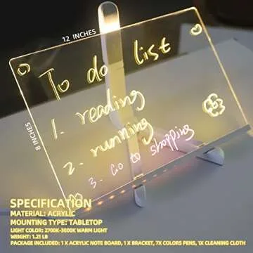 MEETULED Light Up Dry Erase Board with Colorful Pens