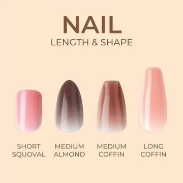 KISS Press-On Nails Light Nude Coffin Shape 28 pcs