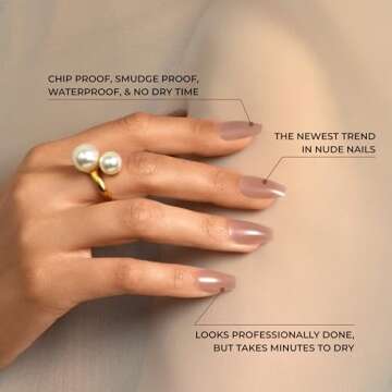 KISS Bare but Better, Press-On Nails, Nail glue included, 'Embrace It', Light Nude, Medium Size, Coffin Shape, Includes 28 Nails, 2G Glue, 1 Manicure Stick, 1 Mini File