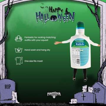 Single Condiment Food Costume | Slip On Halloween Costume for Women and Men| One Size Fits All | Ranch Bottle