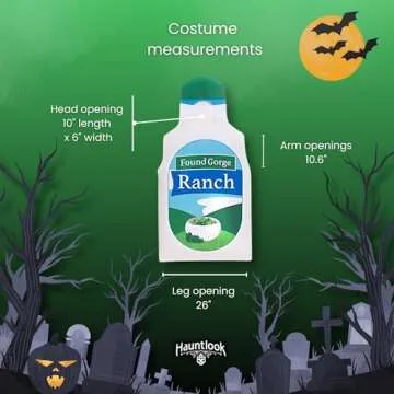 Single Condiment Food Costume | Slip On Halloween Costume for Women and Men| One Size Fits All | Ranch Bottle