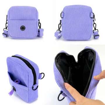 COOWONE Dog Treat Pouch,Velvet Dog Training Pouch Bag Built-in Poop Bag Dispenser | Large Capacity Pet Treat Training Bag for Treats, Kibbles, Pet Toys (lightpurple)