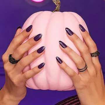 KISS imPRESS Color Press-On Manicure Halloween, Solid Purple, Medium Length, Almond Shape, PureFit Technology, Chip Proof, Smudge Proof, Waterproof, Nail File, Manicure Stick & 30 Fake Nails