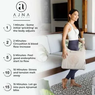 Ajna Acupressure Mat and Pillow Set - Natural Organic Linen Cotton Acupuncture Mat & Bag - Back Pain Relief, Neck Pain Relief, Stress Reliever, Reflexology, Sciatica, Trigger Point Therapy - Eco Luxe
