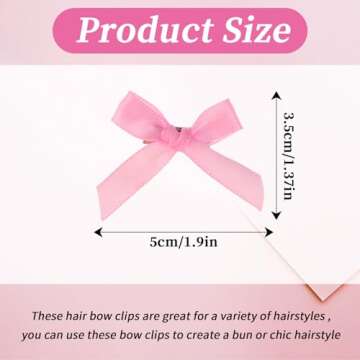 COMNICO 20PCS Bow Hair Clips Mini Bowknot Metal Barrettes Hair Accessories Twist Tie Silky Satin Hai...