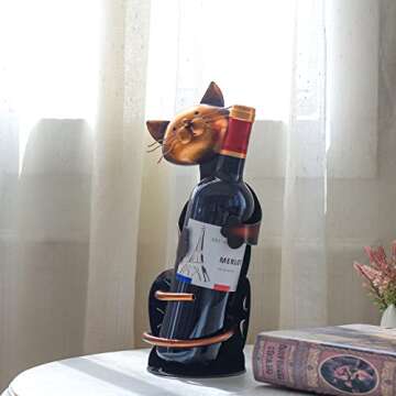 Tooarts Cat Wine Holder Chic Metal Sculpture Decor