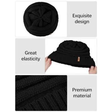 Aneco Winter Warm Knitted Scarf Beanie Hat and Gloves Set Men & Women's Soft Stretch Hat Scarf and Mitten Set