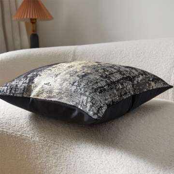 THE-TINOART Gray Pillows Covert 20 x 20 Inch Gold Splashed on Black Gray Throw Pillow Covers Reversed Soft Velevt Decorative Pillow Cover for Couch Living Room Bedroom Car 1piece