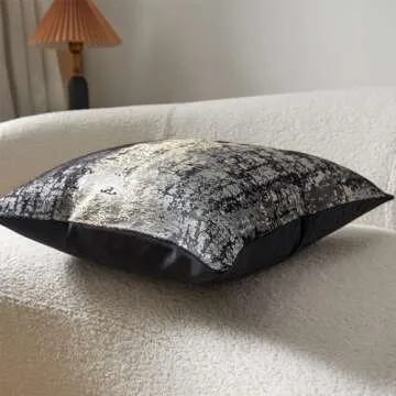 THE-TINOART Gray Pillows Covert 20 x 20 Inch Gold Splashed on Black Gray Throw Pillow Covers Reversed Soft Velevt Decorative Pillow Cover for Couch Living Room Bedroom Car 1piece